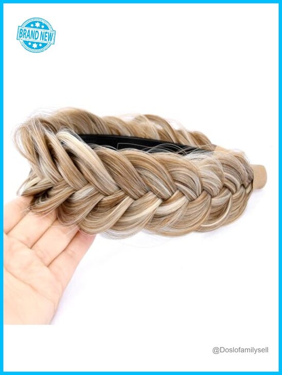 Synthetic Hair Plaited Fishtail Braided Headband with Teeth